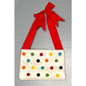 Inge Christopher Small Beaded Polka Dot Bag w/ Bibbon & Bow Handle Vintage